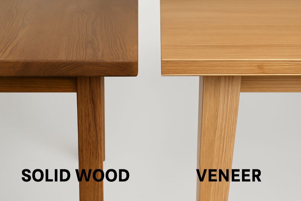 What is the difference between solid wood and veneer furniture - Tablemaker