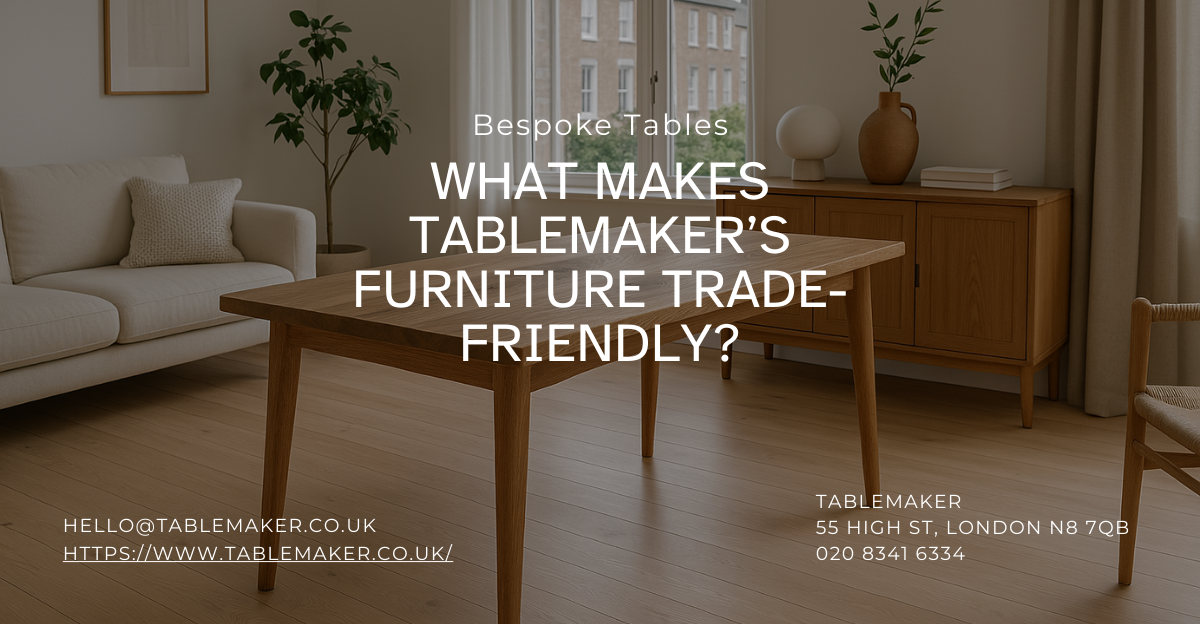 Trade-friendly tables by Tablemaker London