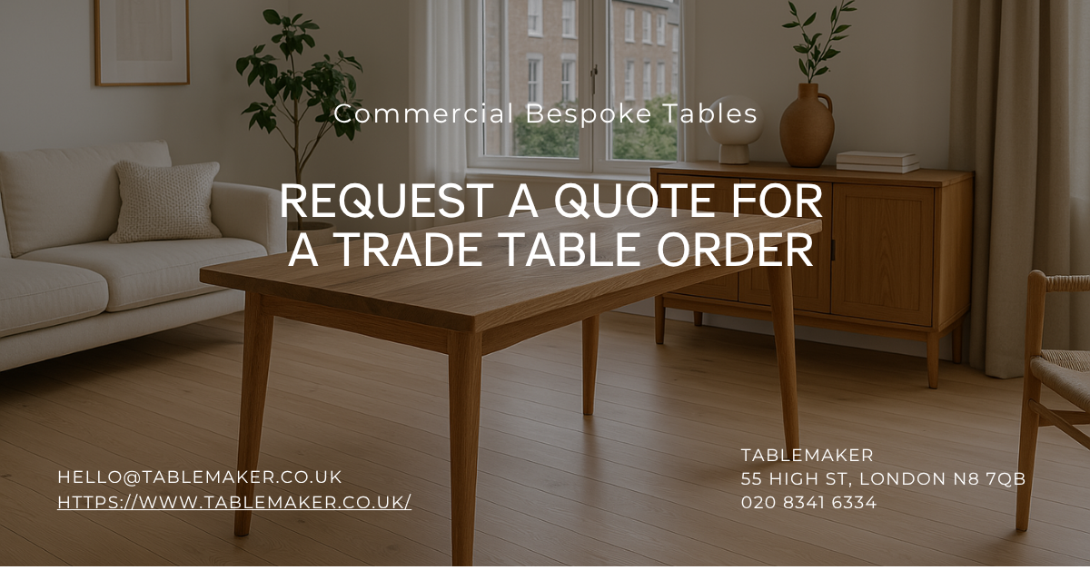 Request a quote for trade tables in London, UK Tablemaker