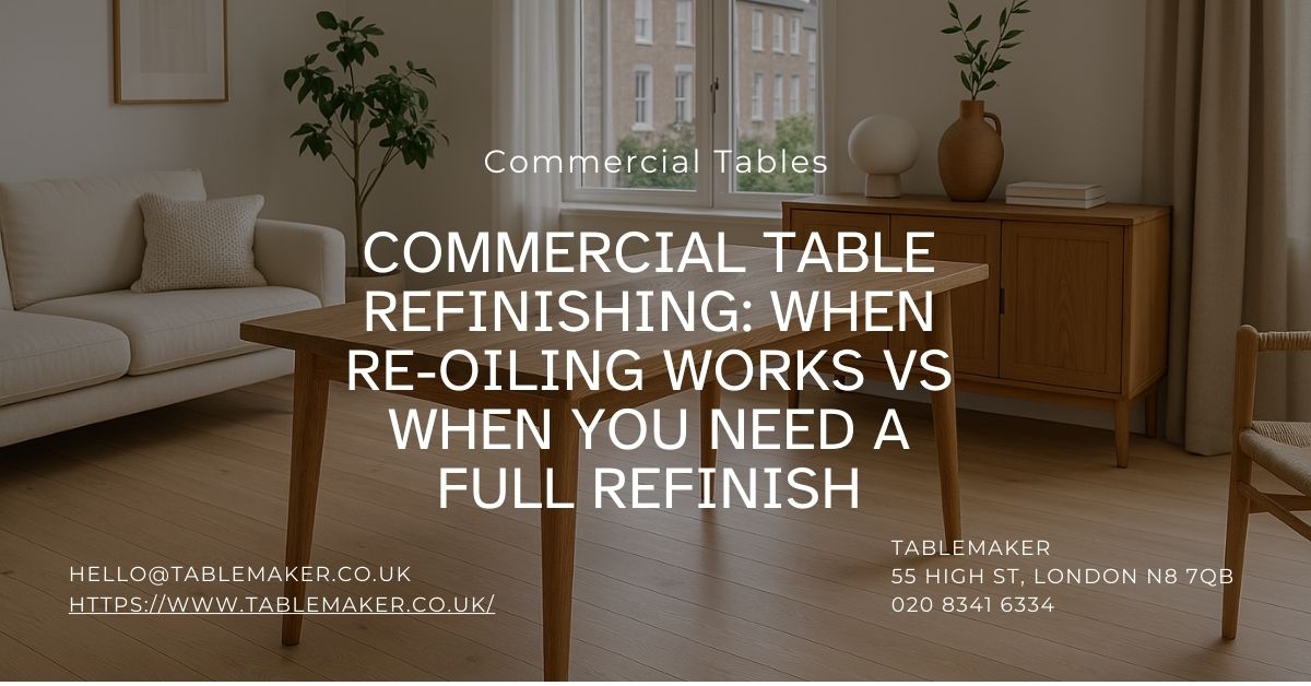 Commercial Table Refinishing When Re-Oiling Works vs When You Need a Full Refinish-Tablemaker