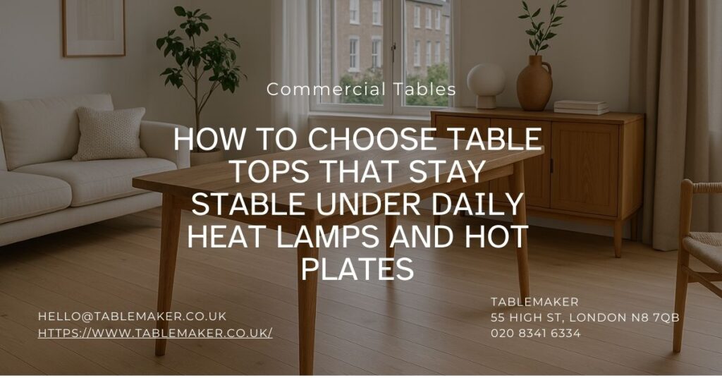 How to Choose Table Tops That Stay Stable Under Daily Heat Lamps and Hot Plates-Tablemaker