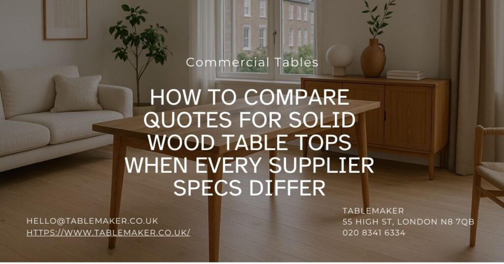 How to Compare Quotes for Solid Wood Table Tops When Every Supplier Specs Differ-Tablemaker
