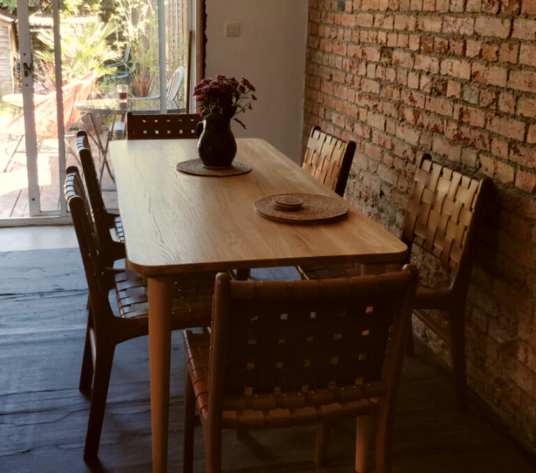 Round Legs Table and Oak Table