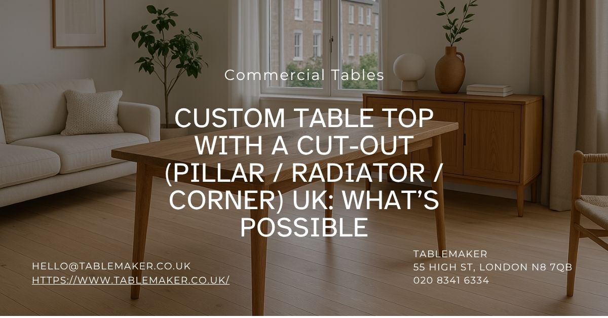 Custom Table Top With a Cut-Out (Pillar Radiator Corner) UK What’s Possible-Tablemaker