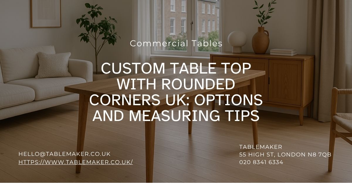 Custom Table Top with Rounded Corners UK Options and Measuring Tips-Tablemaker