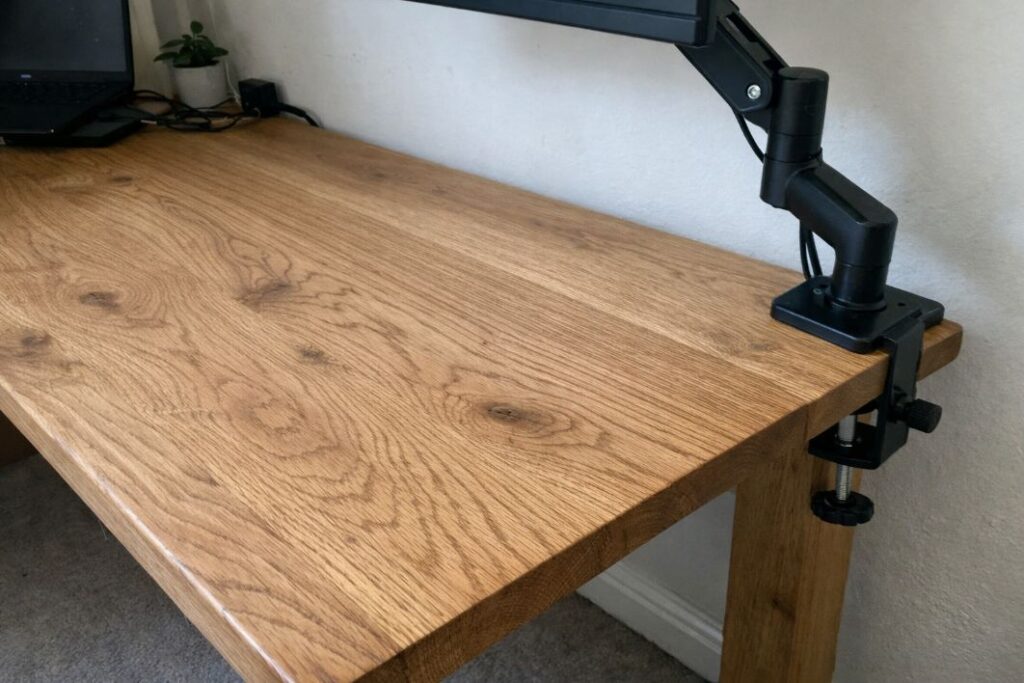 an illustrative image of a solid oak desk