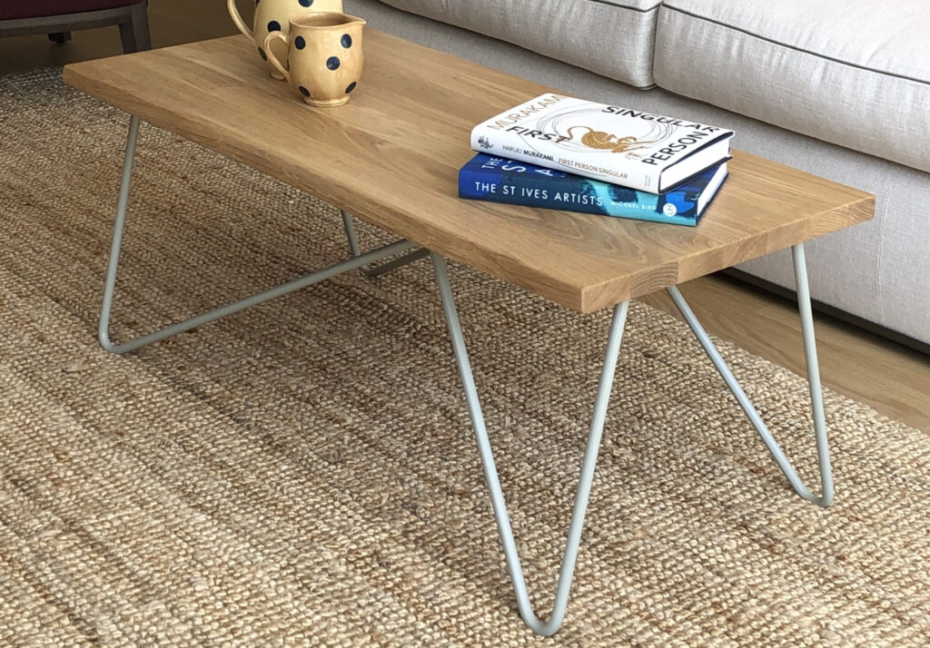Custom metal leg coffee table