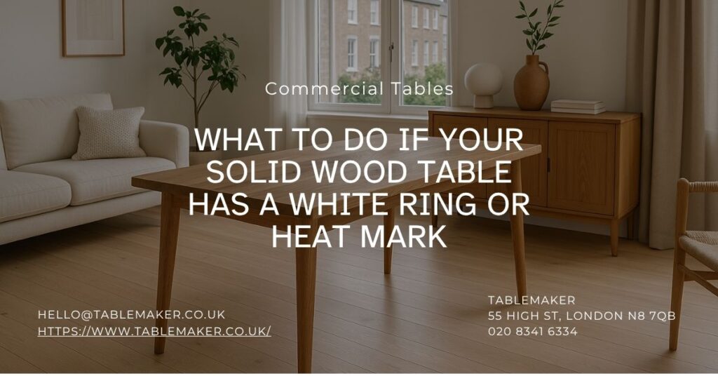 What to do if your solid wood table has a white ring or heat mark-Tablemaker