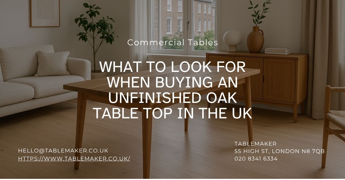 What to look for when buying an unfinished oak table top in the UK-Tablemaker