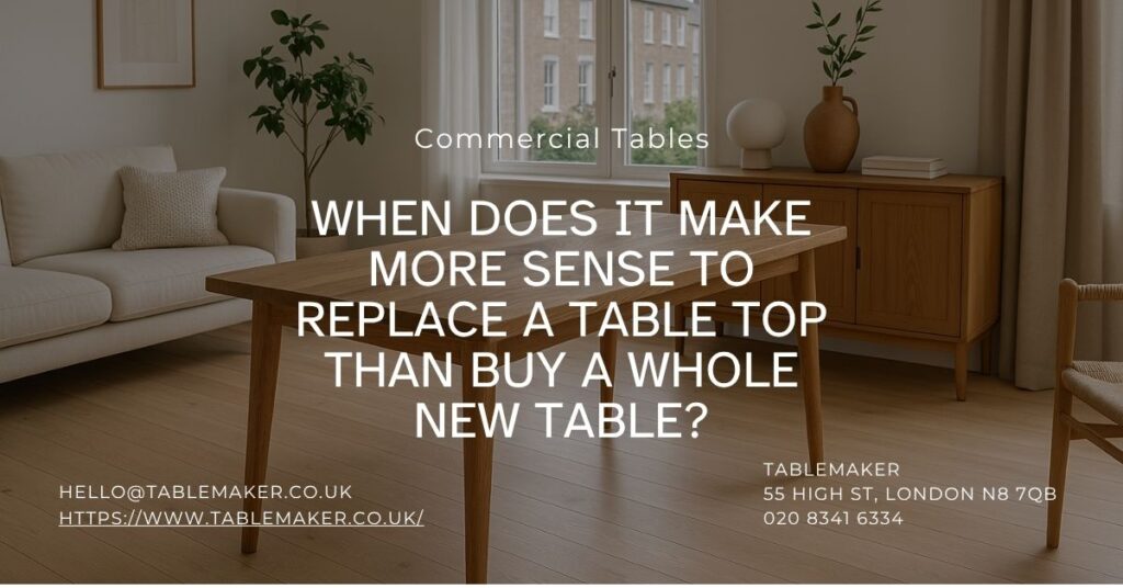 When does it make more sense to replace a table top than buy a whole new table-Tablemaker