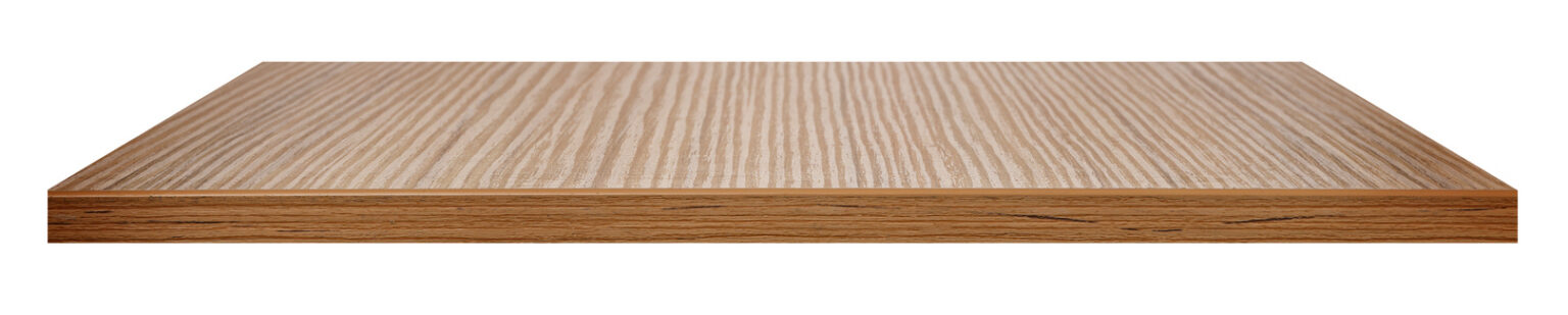 Veneered table top edge with banding and grain running sideways, a sign of solid wood vs veneer