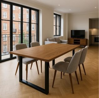 Dining table in London studio apartment