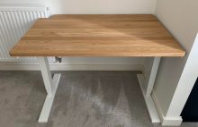 Custom Sit/Stand Desk Top in Solid Oak | Made to Measure Desktop with Radiator Cut-Out | Tablemaker UK